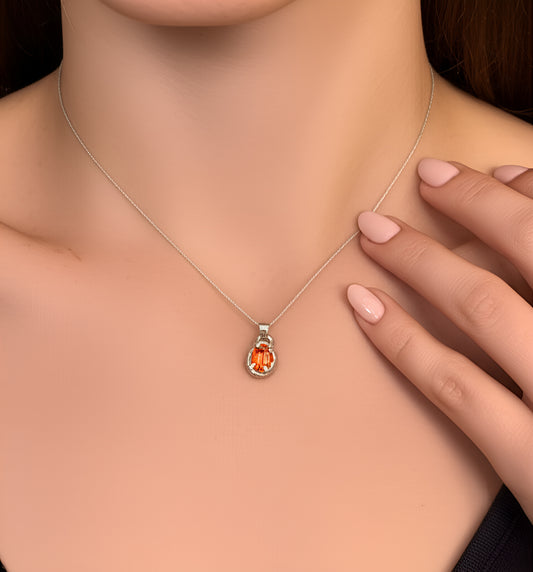 The Lotus Flame Pendant - Handcrafted Padparadscha Sapphire in Lost Wax Sterling Silver
