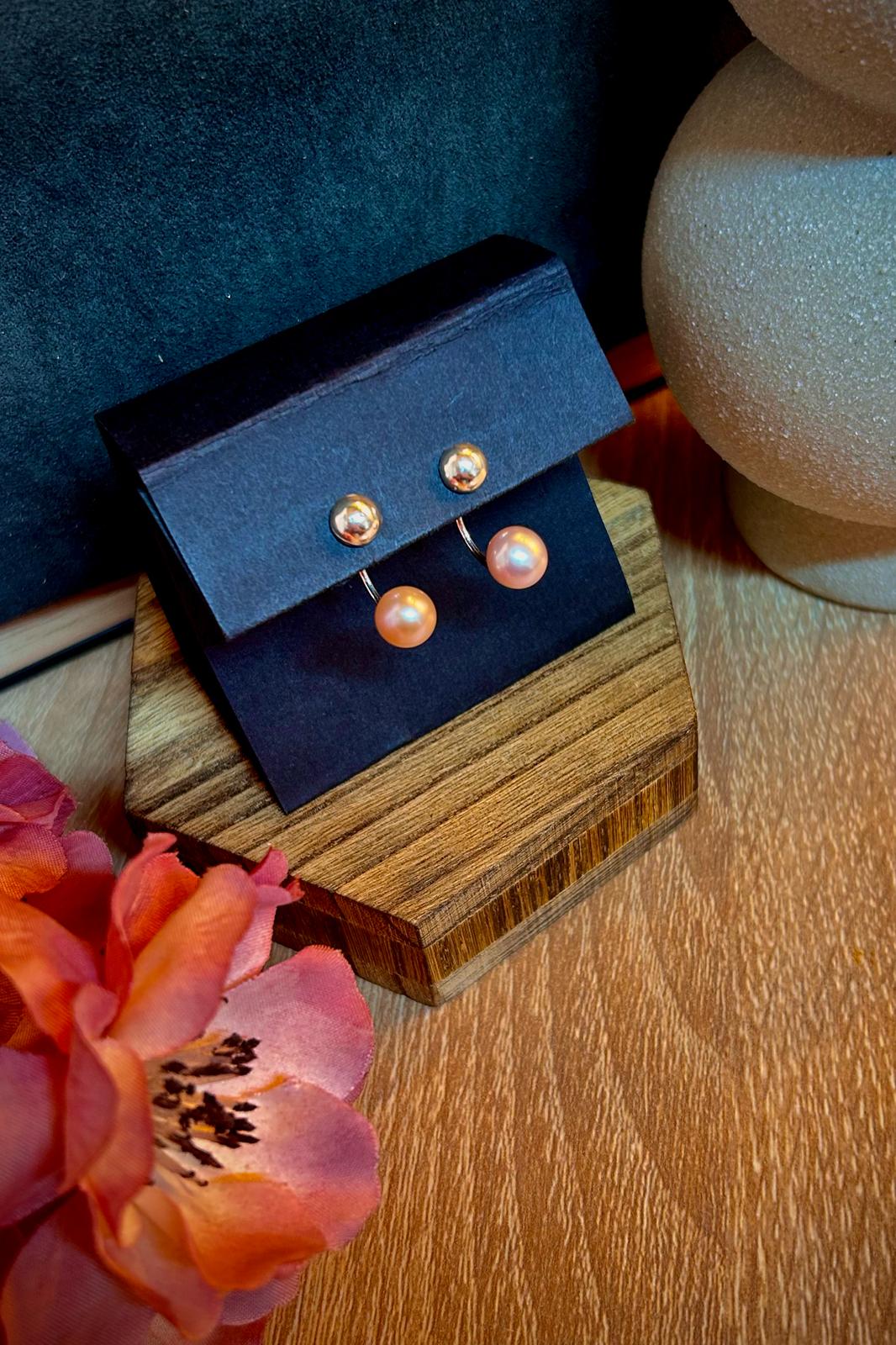 Classic Stud Cross Pearl Jacket Earrings