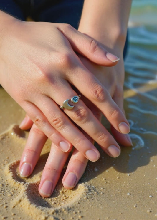 Moonlight Whispers Ring - Handcrafted Silver 925 with Blue Zircon