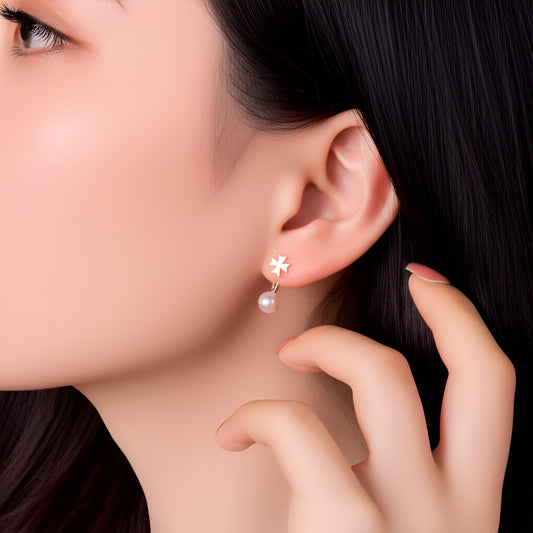 Maltese Cross Pearl Jacket Earrings