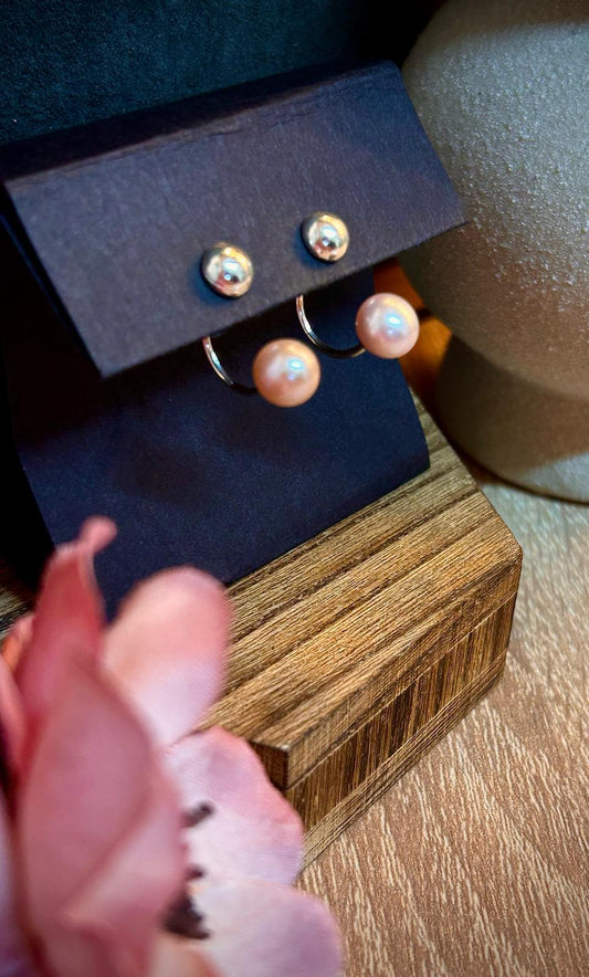Classic Stud Cross Pearl Jacket Earrings